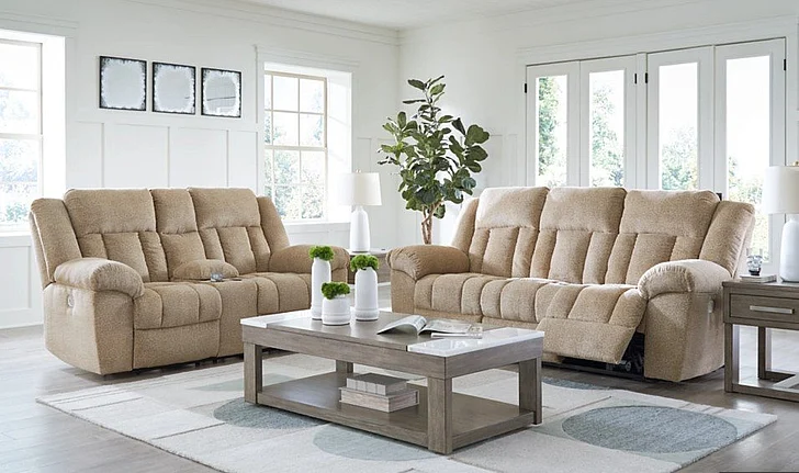 Tip-Off Power Reclining 2Pc Living Room Set in Wheat