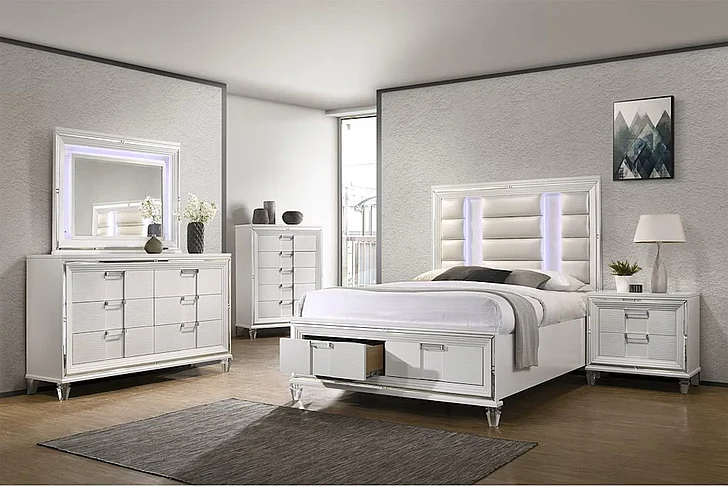 Elements International Twenty Nine 2-Piece Platform Storage Bedroom Set in White