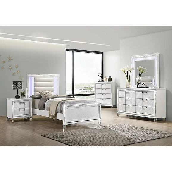 Elements International Twenty Nine 2-Piece Youth Panel Bedroom Set in White