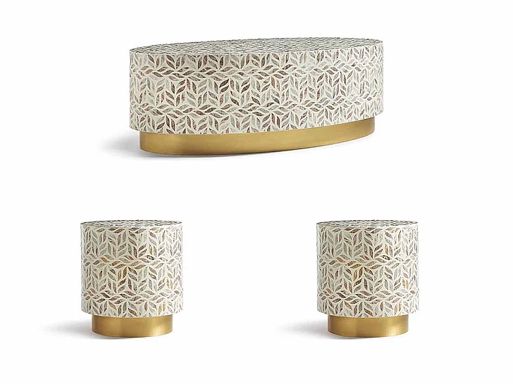 Maitland-Smith Toranto 3pc Occasional Set in Gold