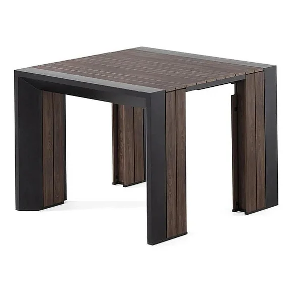Transformer Table Outdoor Extendable Dining Table w/ 5 Panels in Dark Walnut & Black 31027;32227