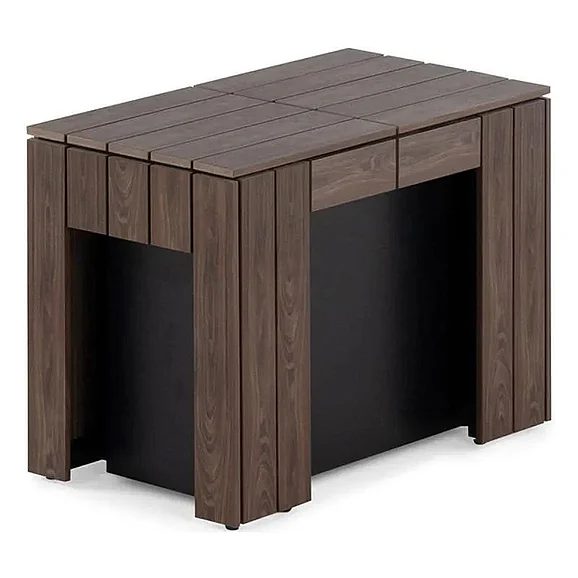 Transformer Table Outdoor Extendable Dining Bench in Dark Walnut & Black 31127