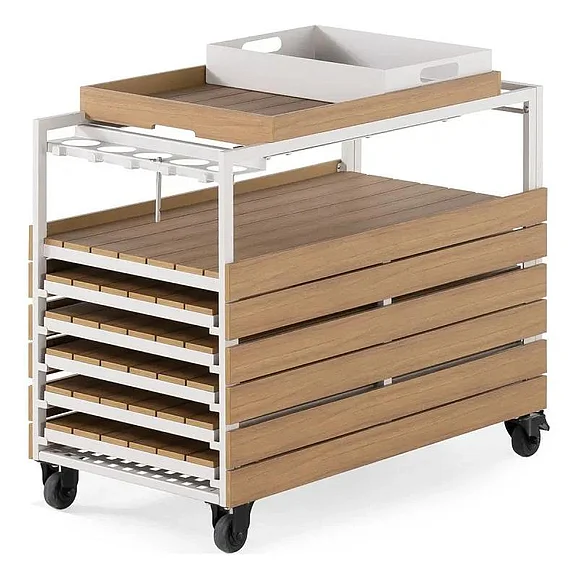 Transformer Table Outdoor Bar Cart in Light Oak & Light Grey 31228