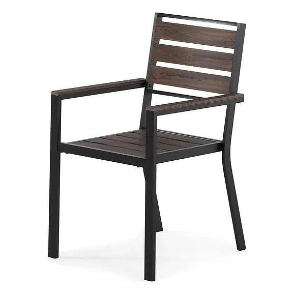 Transformer Table Outdoor Dining Chair (Set of 2) in Dark Walnut & Black 31327
