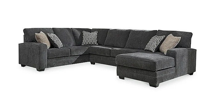 Ashley Furniture Tracling 3pc Sectional Set with Chaise in Slate