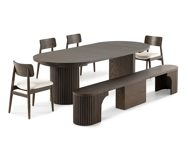 Transformer Table Round 6pc Dining Set in Royal Walnut