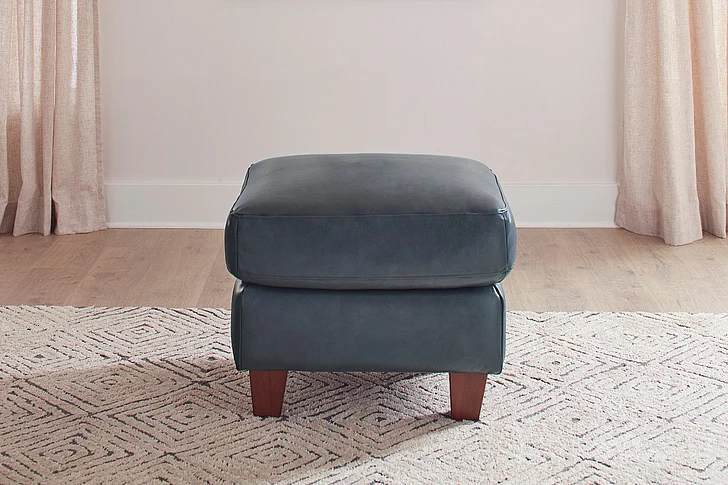 Leather Italia USA Traverse Ottoman in Blue 9661-6529-00177147