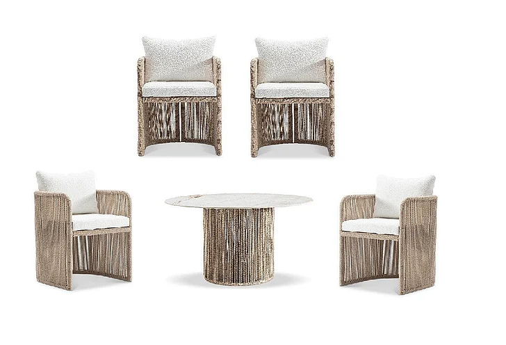 Bernhardt Trellis 5pc Outdoor Dining Table Set in Brown