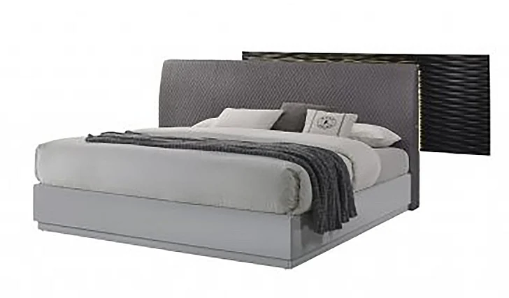 J&M Tribeca Queen Platform Bed in Black/Grey 18869-Q CLOSEOUT