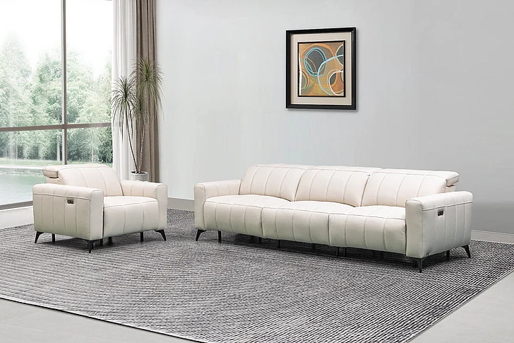 Klaussner Skyline Capri 2pc Leather Living Room Set in Beige