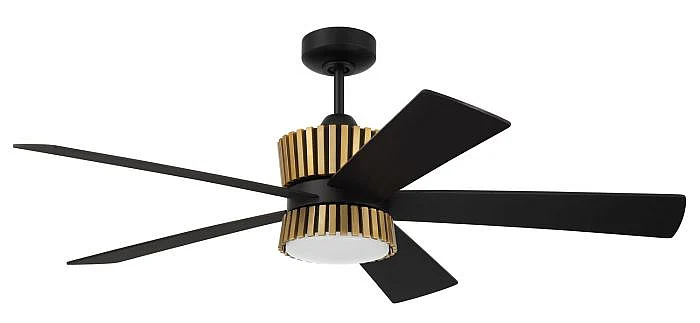 Craftmade Theiry 52" 5-Blade Ceiling Fan in Flat Black/Satin Brass TRY52FBSB5-NWF
