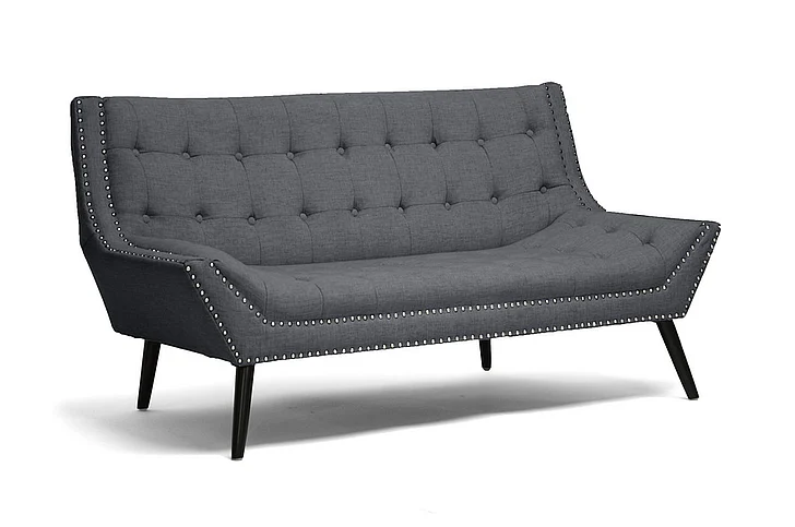 Baxton Studio Tamblin Linen Modern Loveseat in Gray