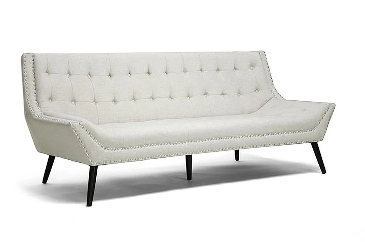 Baxton Studio Tamblin Linen Modern Sofa in Beige