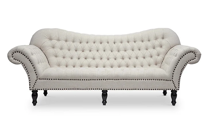 Baxton Studio Bostwick Linen Classic Victorian Sofa in Beige