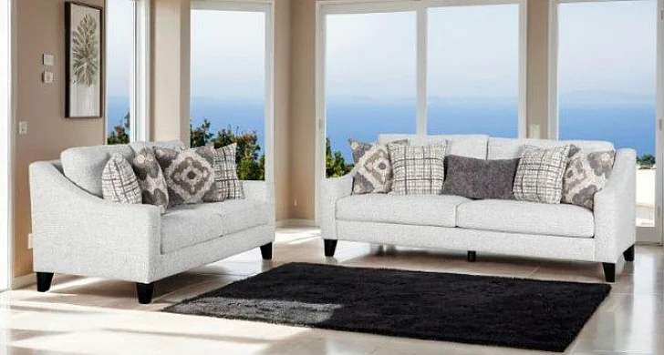 Furniture of America Turnham 2pc Living Room Set in White/Black