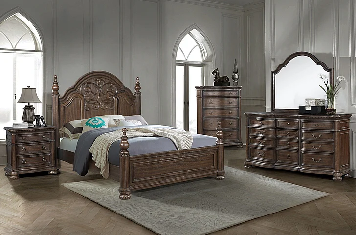 Emma Mason Signature Riverbend 2pc Panel Bedroom Set in Warm Mahogany