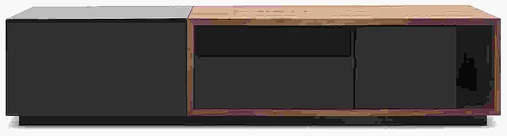 J&M TV047 TV Stand in Black High Gloss & Walnut 17875 PROMO