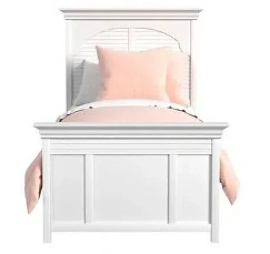 My Home Furnishings Neopolitan Twin Louvered Panel Bed in Creamy White
