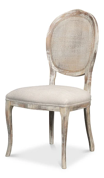 Sarreid Oval Cane Back Side Chair in Grey Oak/Taupe U093-06F47 (Set of 2)