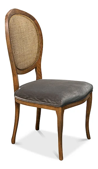 Sarreid Uffizi Home Oval Cane Back Side Chair in Grey (Set of 2) U093-07F12