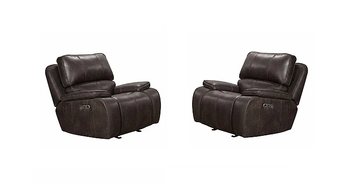 New Classic Brookings Glider Recliner w/ Power Headrest & Footrest in Charcoal Gray U093-13P2-CHG (Set of 2)