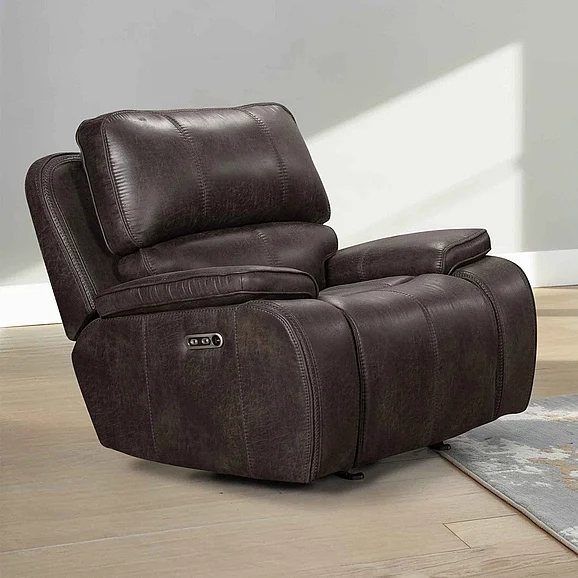 New Classic Brookings Glider Recliner w/ Power Headrest & Footrest in Charcoal Gray U093-13P2-CHG