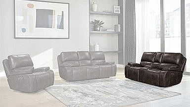 New Classic Brookings Console Loveseat w/ Power Headrest & Footrest in Charcoal Gray U093-25P2-CHG