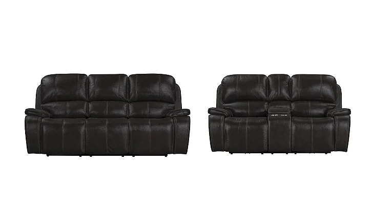 New Classic Brookings 2pc Power Living Room Set in Charcoal