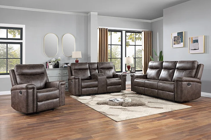 New Classic Quade 2pc Living Room Set with Dual Recliner in Mocha