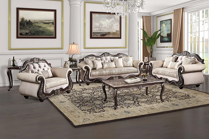 New Classic Palazzo Marina 2pc Manual Living Room Set in White