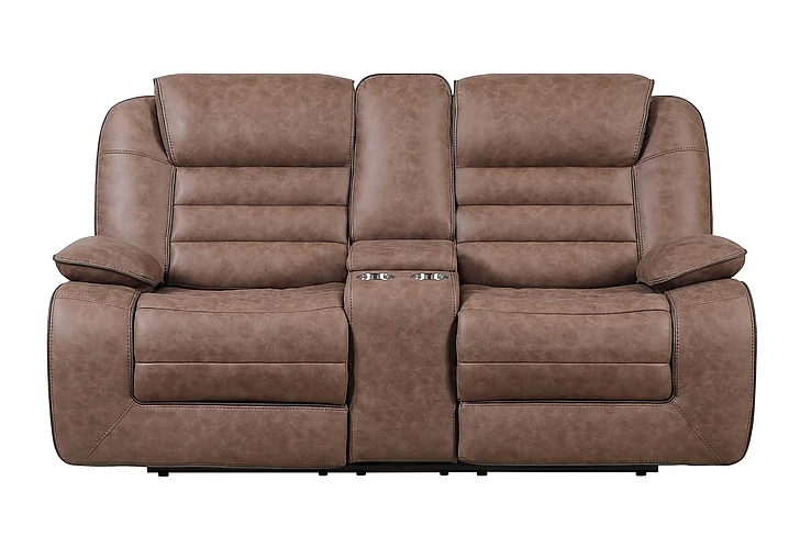 Global Furniture U2250 Console Reclining Loveseat in Brown U2250-BROWN-CRLS