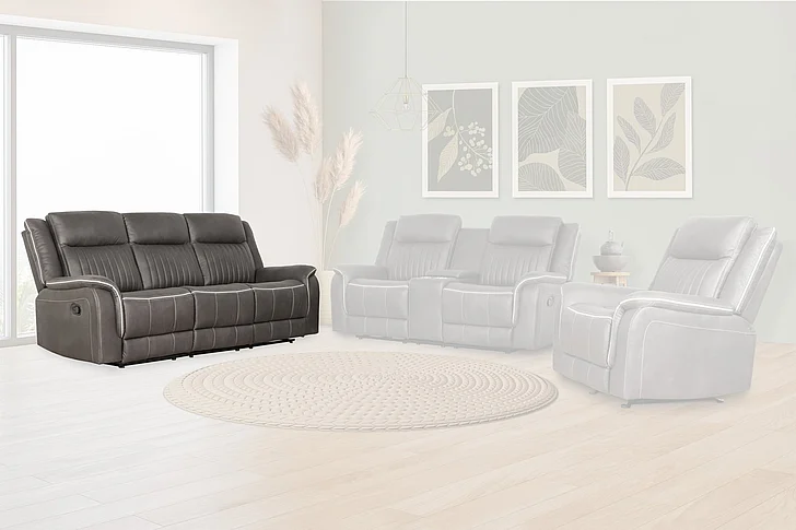 New Classic Enzo Sofa w/ Dual Recliner - Gray U2506-30-GRY