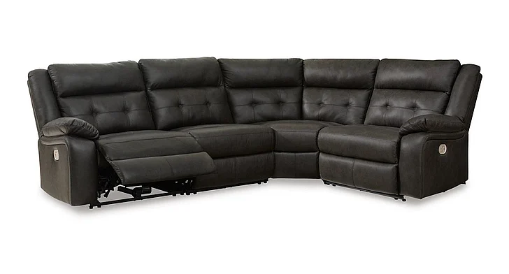 Mackie Pike 4-Piece Power Reclining Sectional in Storm