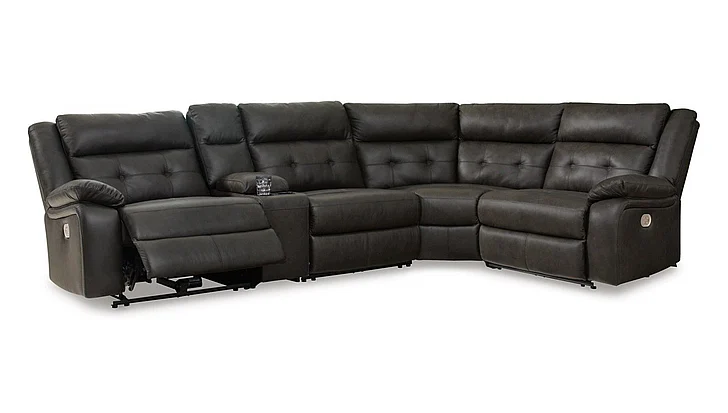Mackie Pike 5-Piece Power Reclining Sectional in Storm