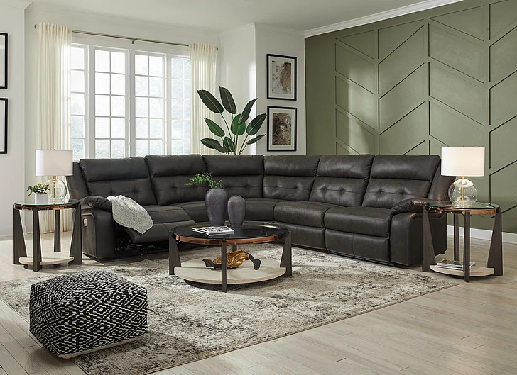 Mackie Pike 5-Piece Power Reclining Sectional in Storm (No Console)