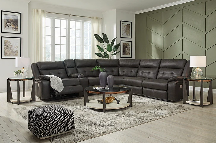 Mackie Pike 6-Piece Power Reclining Sectional in Storm