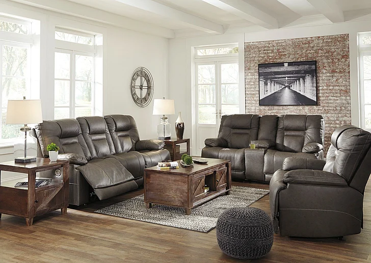 Wurstrow 2-Piece Power Reclining Living Room Set in Smoke