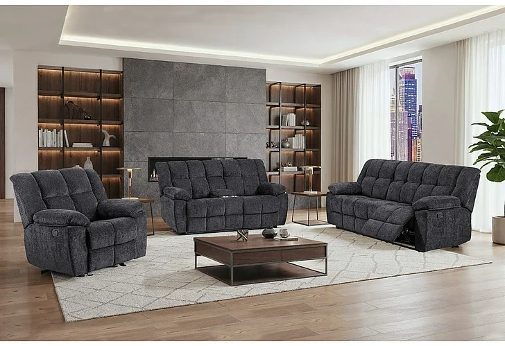 Global Furniture U6000 2pc Reclining Living Room Set in Black
