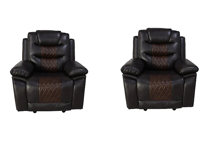 New Classic Nikko Glider Recliner w/ Power Footrest - Brown U7005-13P1-BRN (Set of 2)