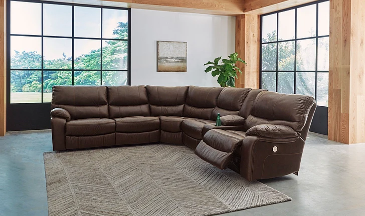 Family Circle 3-Piece Power Reclining Sectional in Dark Brown