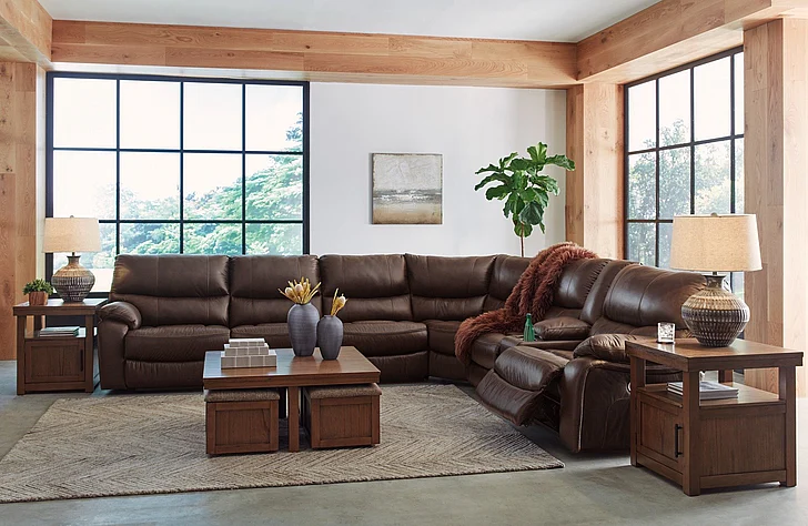 Family Circle 4-Piece Power Reclining Sectional in Dark Brown
