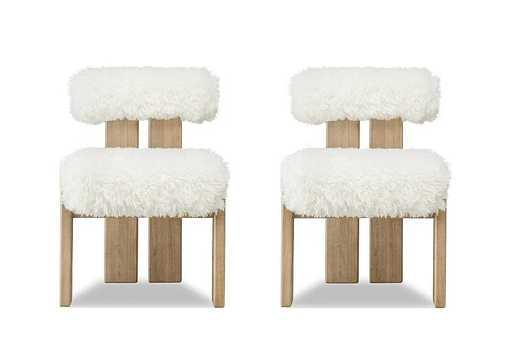 Modus Furniture Nia Dining Accent Chair in Sheepskin and Lioness UHXW80 (Set of 2)