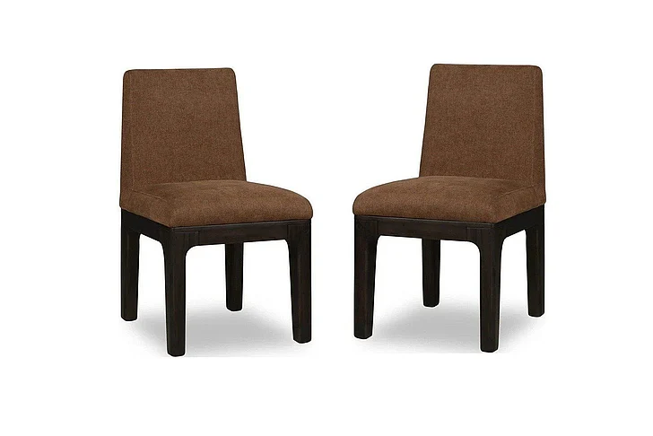 Modus Furniture Zamba Chenille Upholstered Acacia Wood Dining Chair in Pineapple and Jaguar UKXT64 (Set of 2)