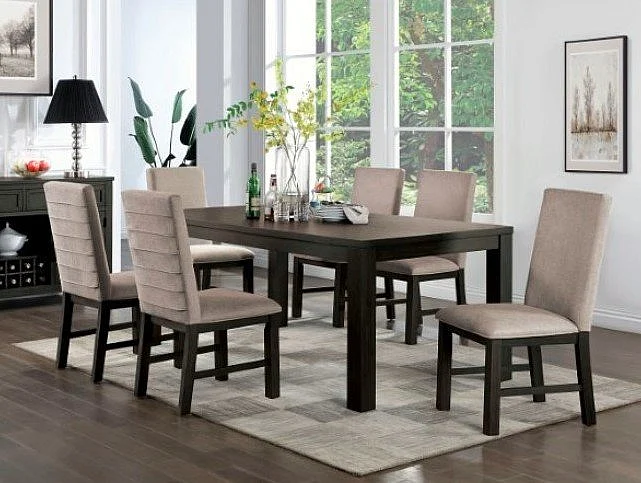 Furniture of America Umbria 7pc Dining Set in Antique Black/Gray