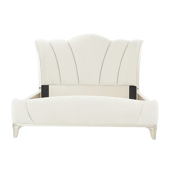 AICO Furniture La Marisia King Upholstered Platform Bed in Creamy Pearl