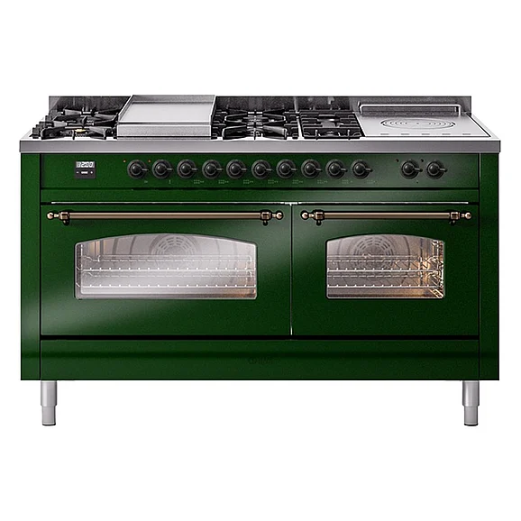 ILVE Nostalgie II 60 inch Dual Fuel Range in Emerald Green UP60FSNMPEGBLP