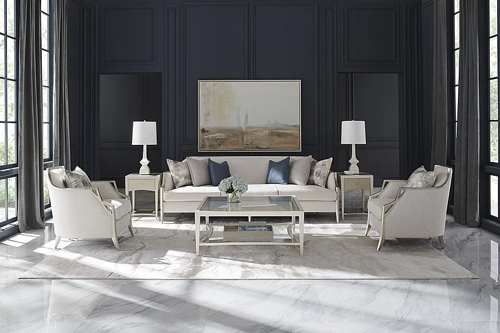 Caracole Furniture Upholstery X Factor 2-Piece Living Room Set in Charcoal Leaf