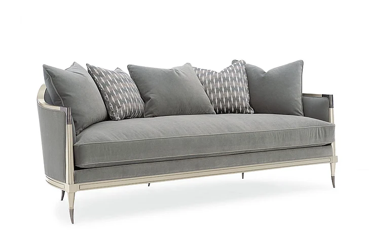 Caracole Furniture Classic Splash of Flash Sofa in Soft Silver Paint UPH-420-112-A CLOSEOUT