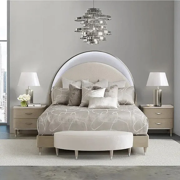 AICO Eclipse 2 Piece Upholstered Bedroom Set in Moonlight