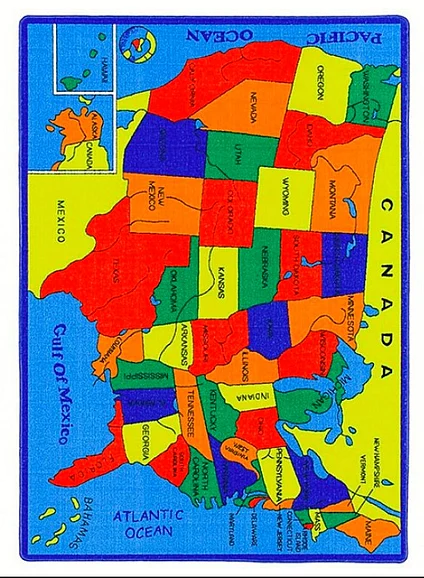 Furniture of America Abbey 5" x 8' Area Rug US Map RG5114
